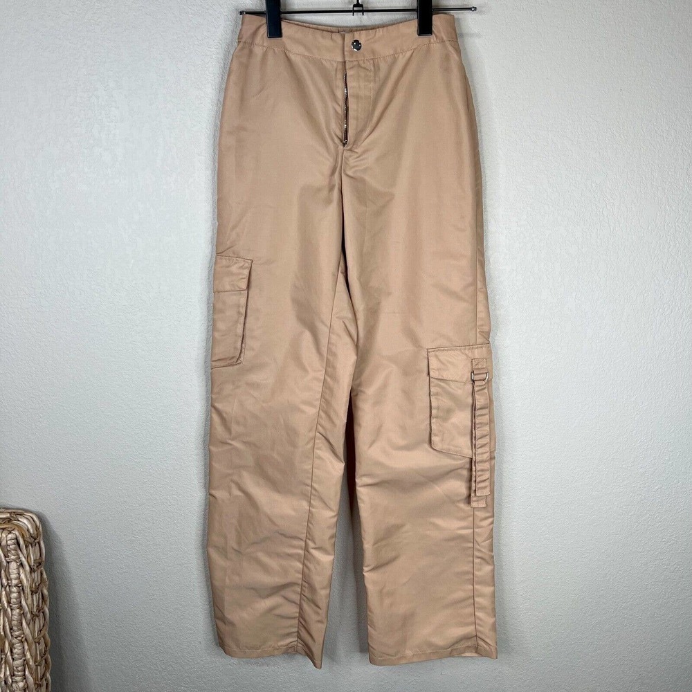 Tiger Mist Womens Tiana‎ Cargo Pants Size XS Tan High Waist Wide Leg Light Nylon